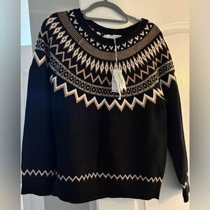 Workshop Republic Clothing Black and Tan Geometric Sweater